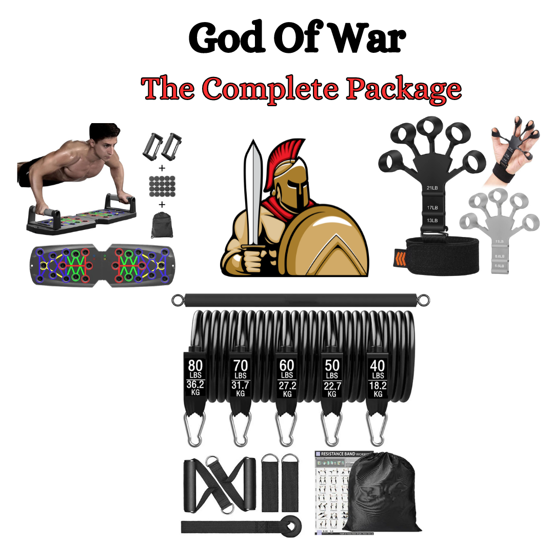 AresPower™ God Of War Package - Resistance Bands + Bar up to 450lbs