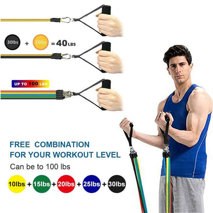 11Pcs Fitness Resistance Bands